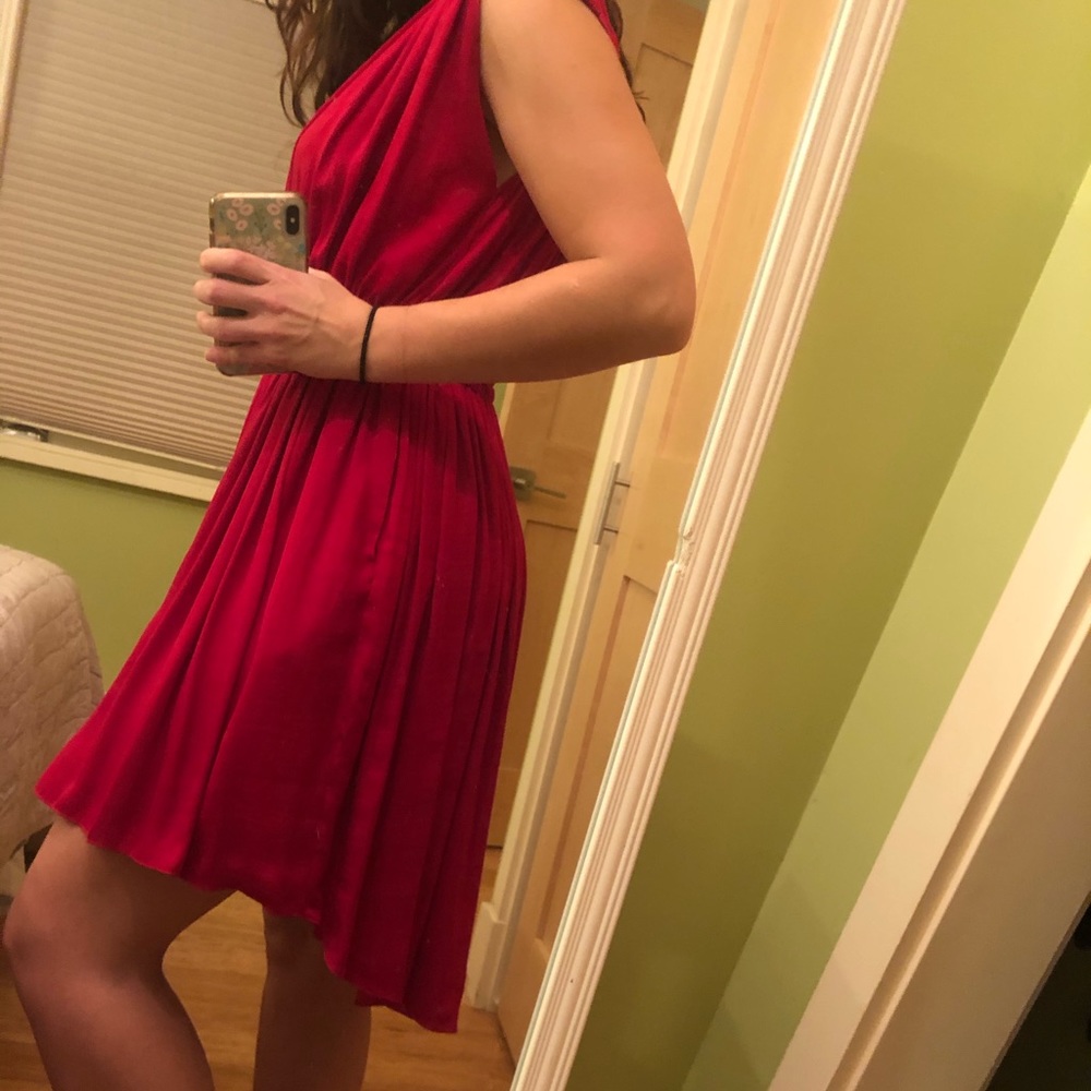 Pleated red dress from Anthropologie